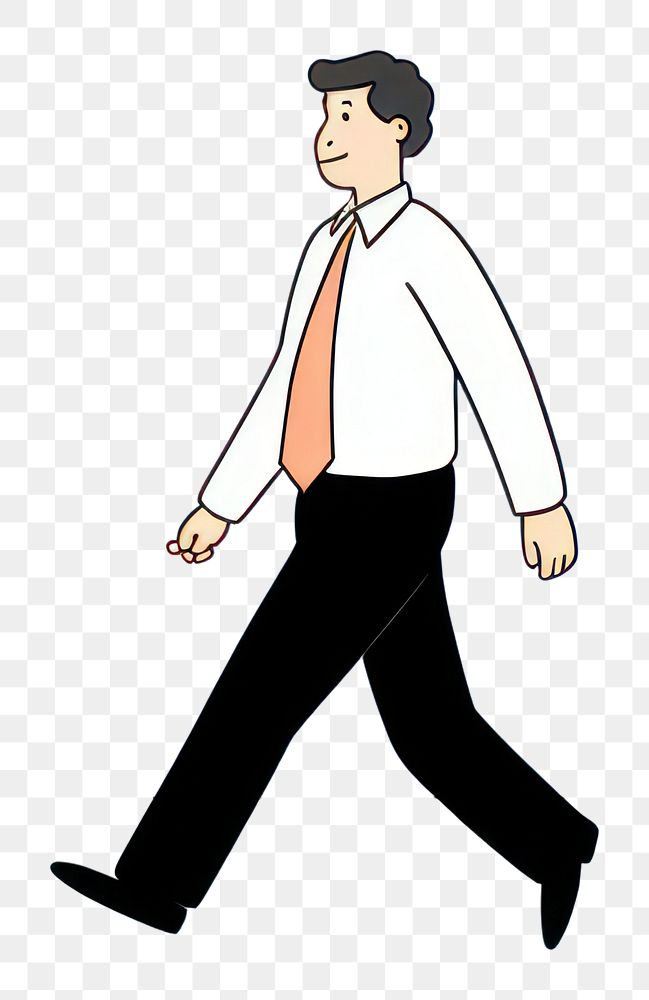 PNG Businessman walking cartoon adult line. AI generated Image by rawpixel.