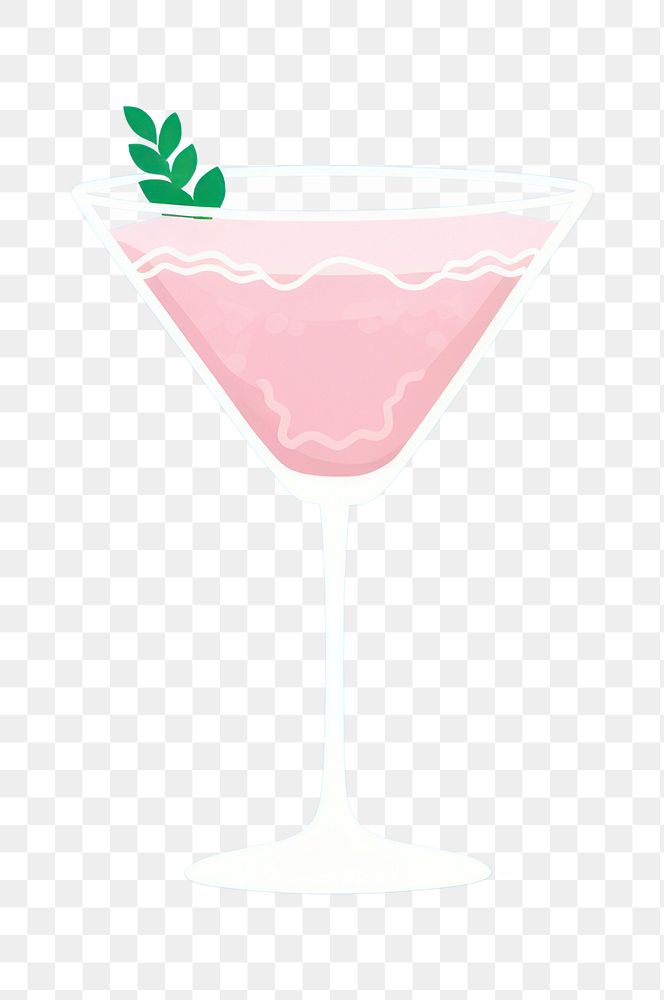 PNG cartoon flat illustrations of *cocktail*, bold, outlined by thin black borders, clean --ar 3:2 --style 158ZPexSv0k