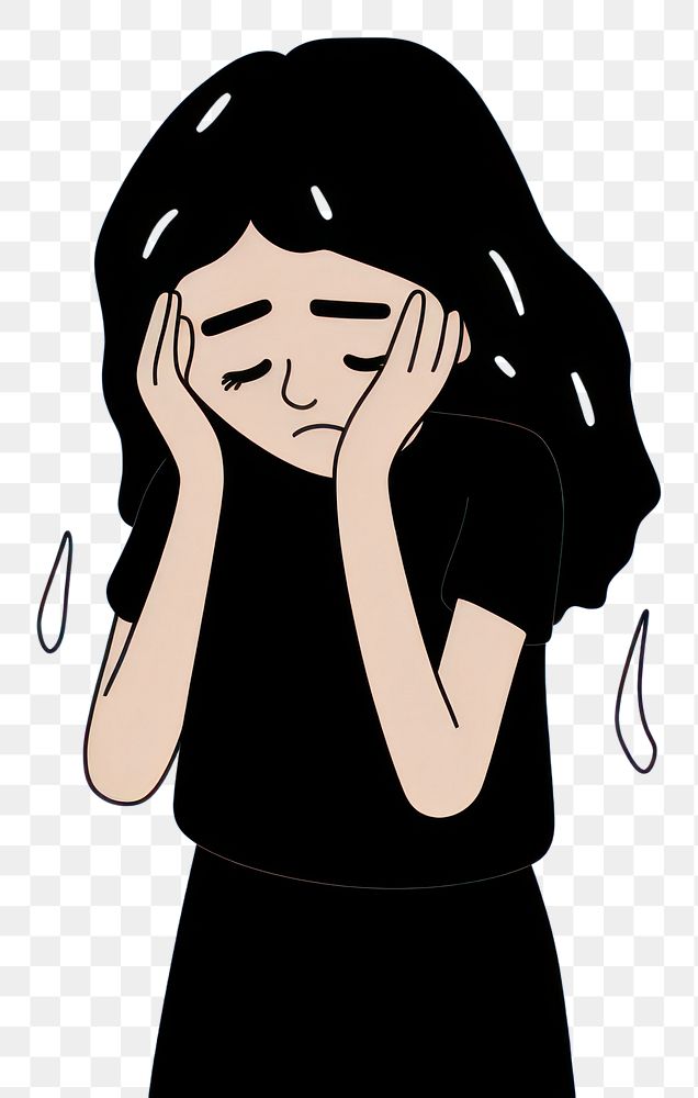PNG Girl crying cartoon adult black. AI generated Image by rawpixel.