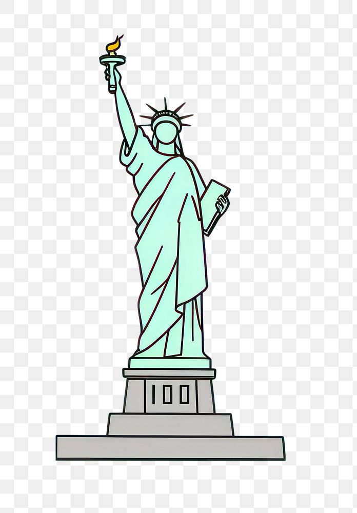 PNG Statue of liberty sculpture cartoon symbol. AI generated Image by rawpixel.