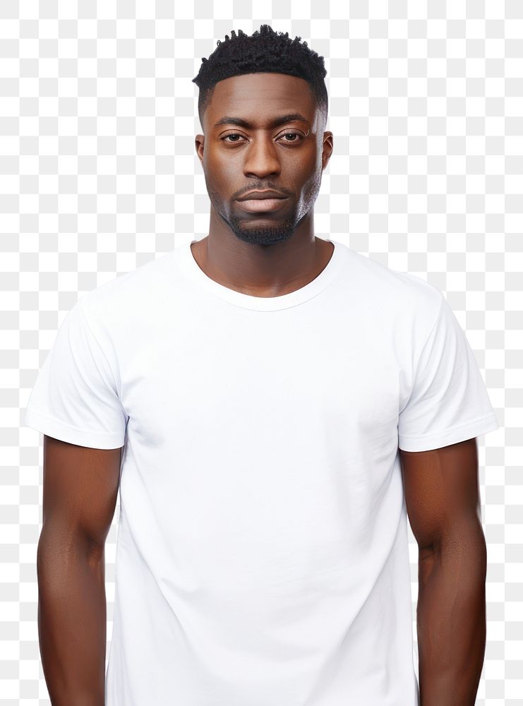 PNG  African american man standing t-shirt portrait sleeve. AI generated Image by rawpixel.