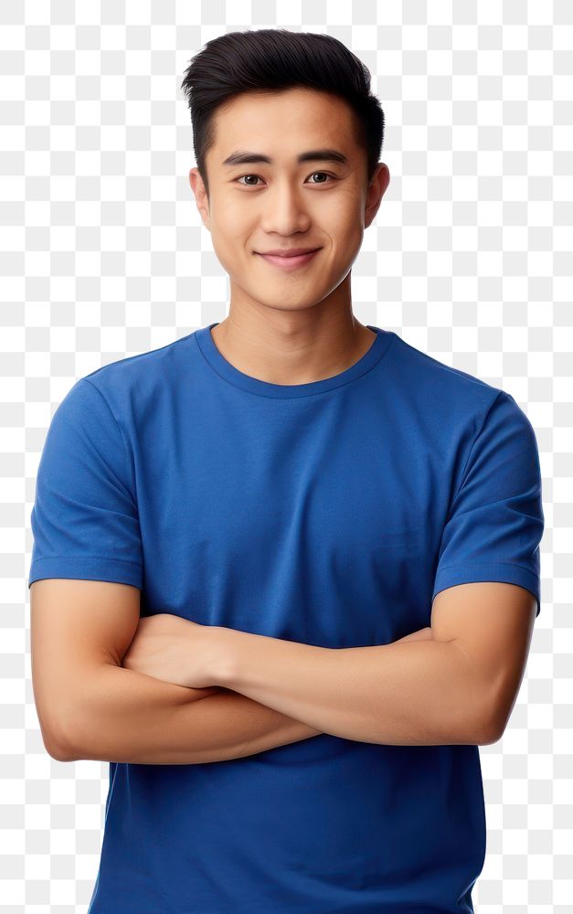 PNG  Smiling handsome young asian man t-shirt standing smiling. AI generated Image by rawpixel.
