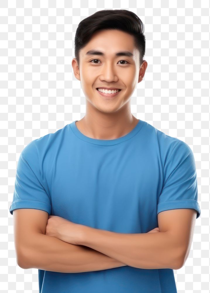 PNG  Smiling handsome young asian man standing smiling t-shirt. AI generated Image by rawpixel.