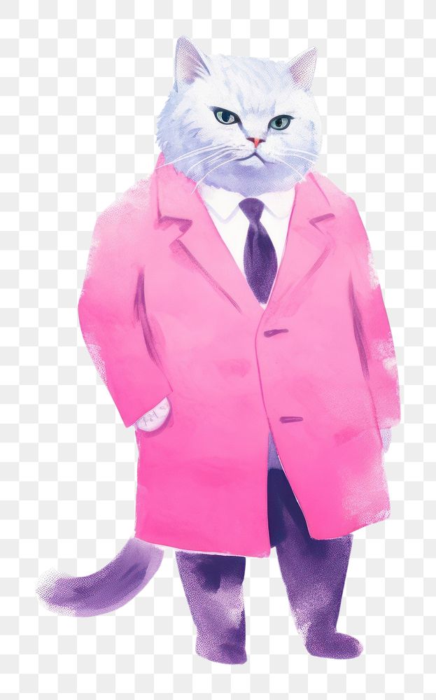 PNG Cat in suit coat white background representation. AI generated Image by rawpixel.