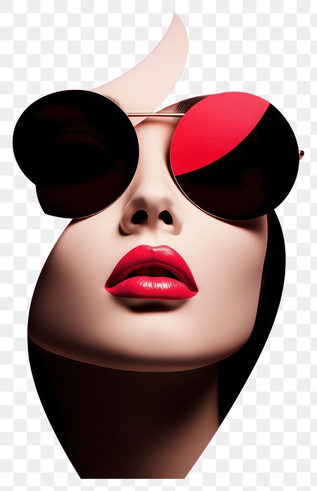 PNG Girl power sunglasses lipstick portrait. AI generated Image by rawpixel.