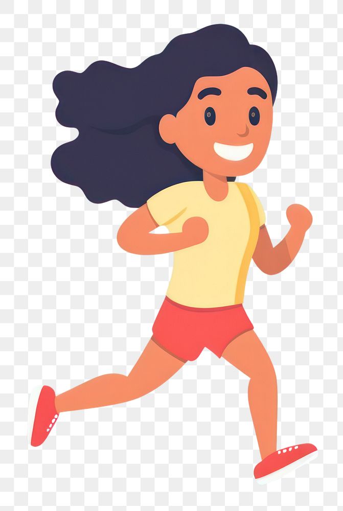 PNG Woman running cartoon jogging determination. AI generated Image by rawpixel.