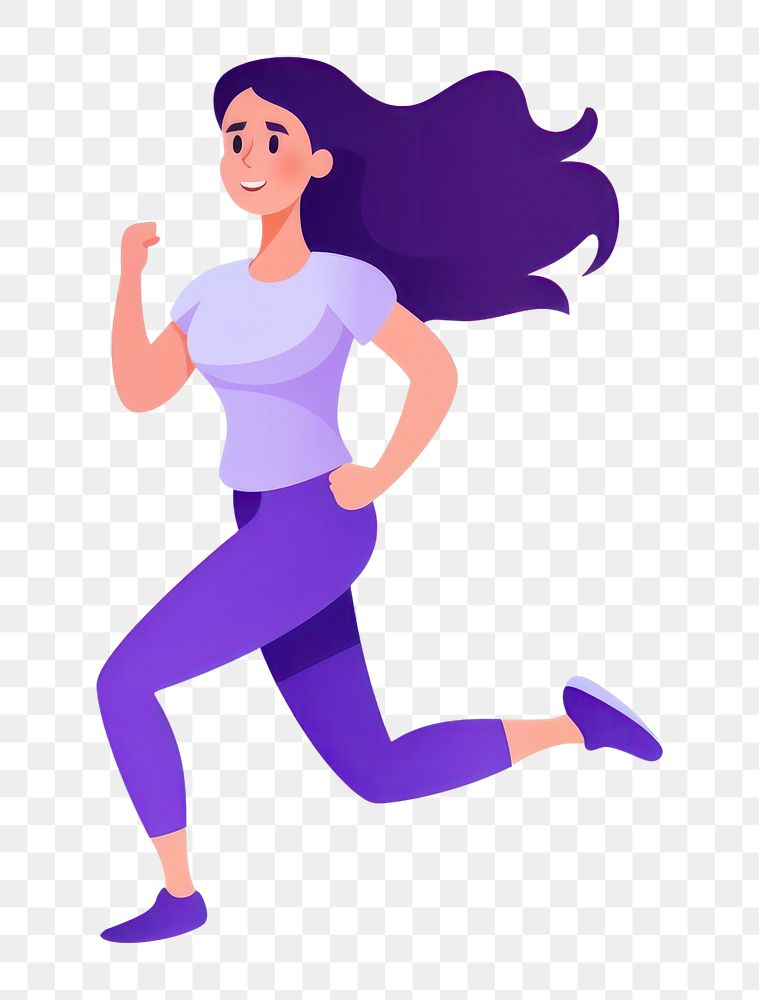 PNG Woman running jogging cartoon adult. AI generated Image by rawpixel.