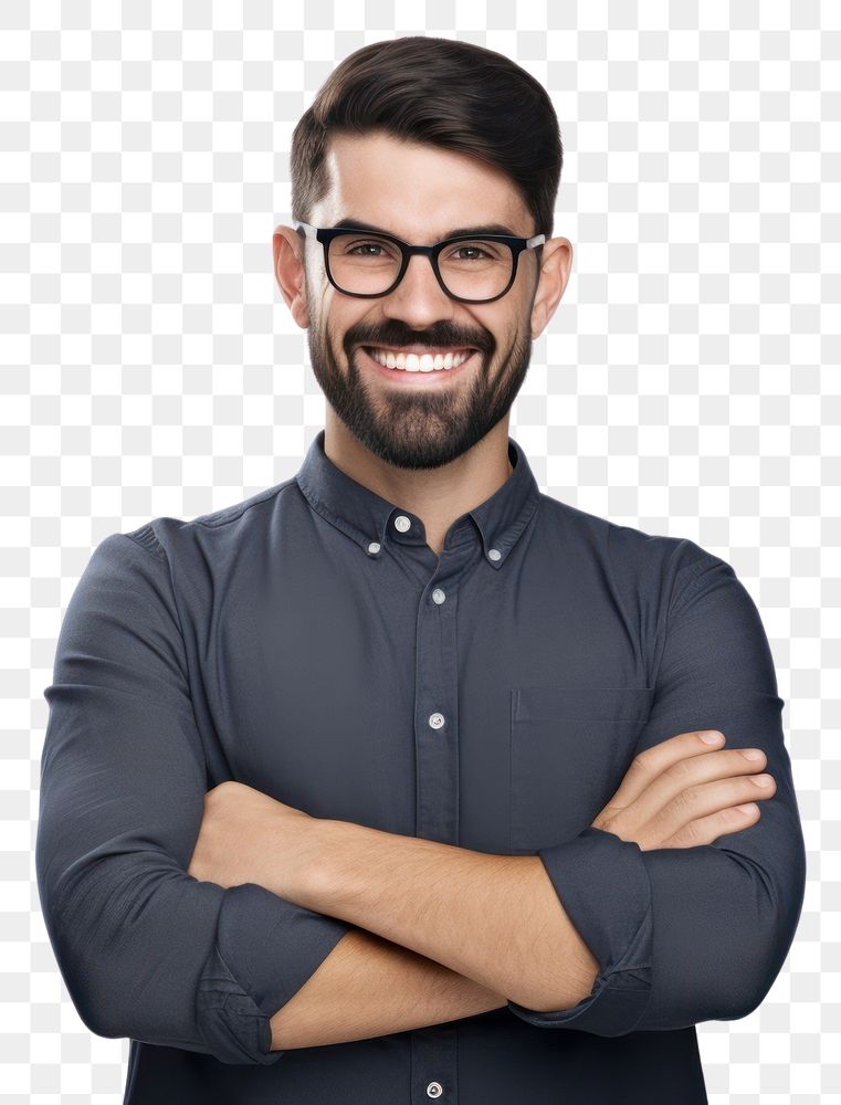 PNG  Man smile portrait glasses. AI generated Image by rawpixel.