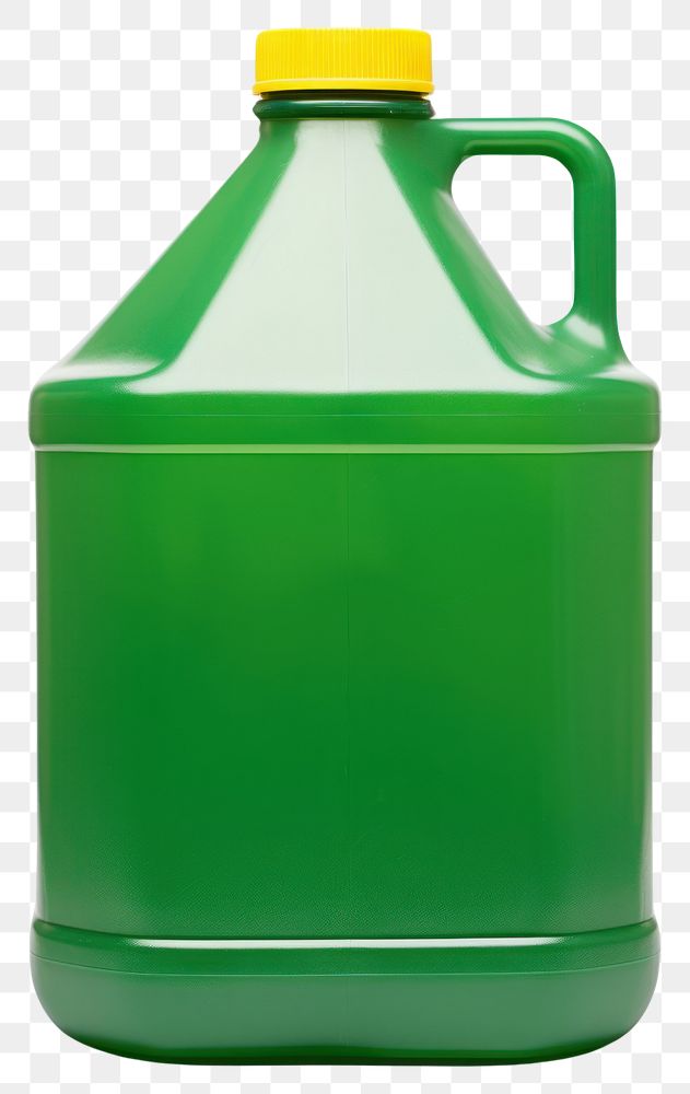PNG Plastic green gallon jug with yellow cap bottle white background container. AI generated Image by rawpixel.