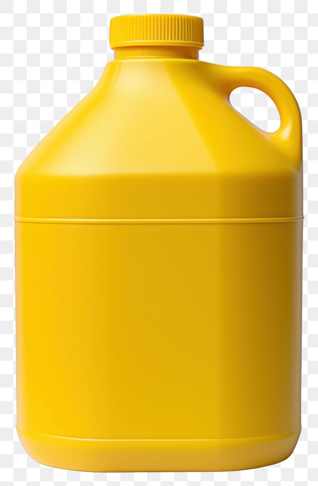 PNG Small matte plastic green gallon jug with yellow cap bottle white background simplicity. AI generated Image by rawpixel.