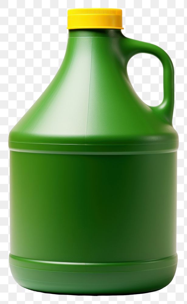 PNG Small matte plastic green gallon jug with yellow cap bottle white background refreshment. AI generated Image by rawpixel.