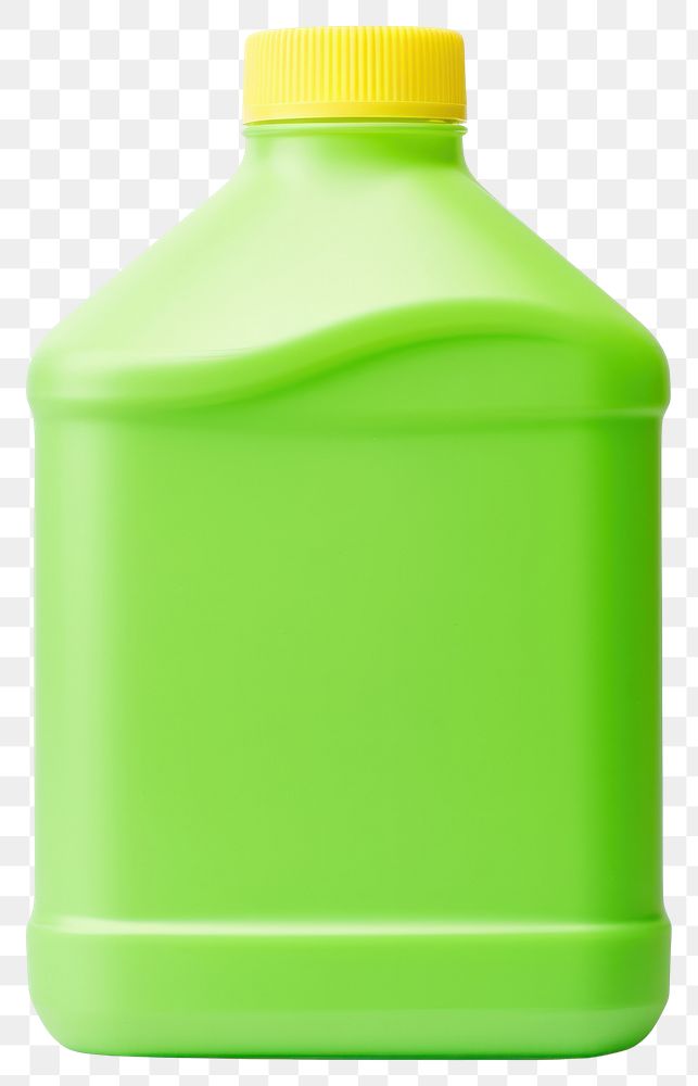 PNG Small matte plastic green gallon softener with yellow cap bottle white background container. AI generated Image by…