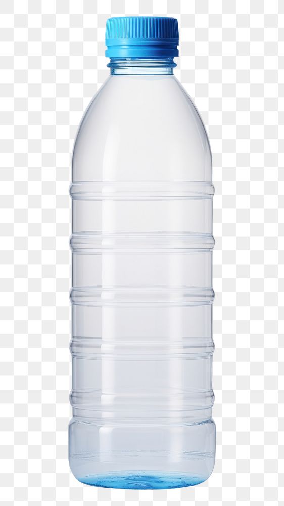 PNG Water bottle with blue label plastic drink white background. AI generated Image by rawpixel.