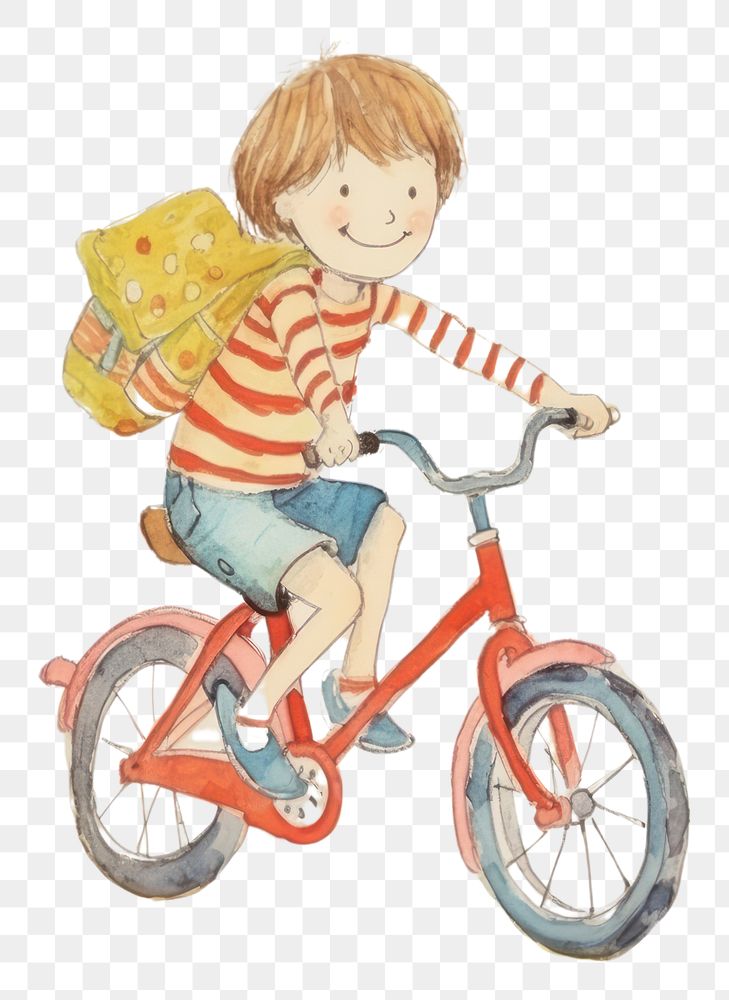 PNG Kid ride a bicycle painting vehicle cycling. AI generated Image by rawpixel.