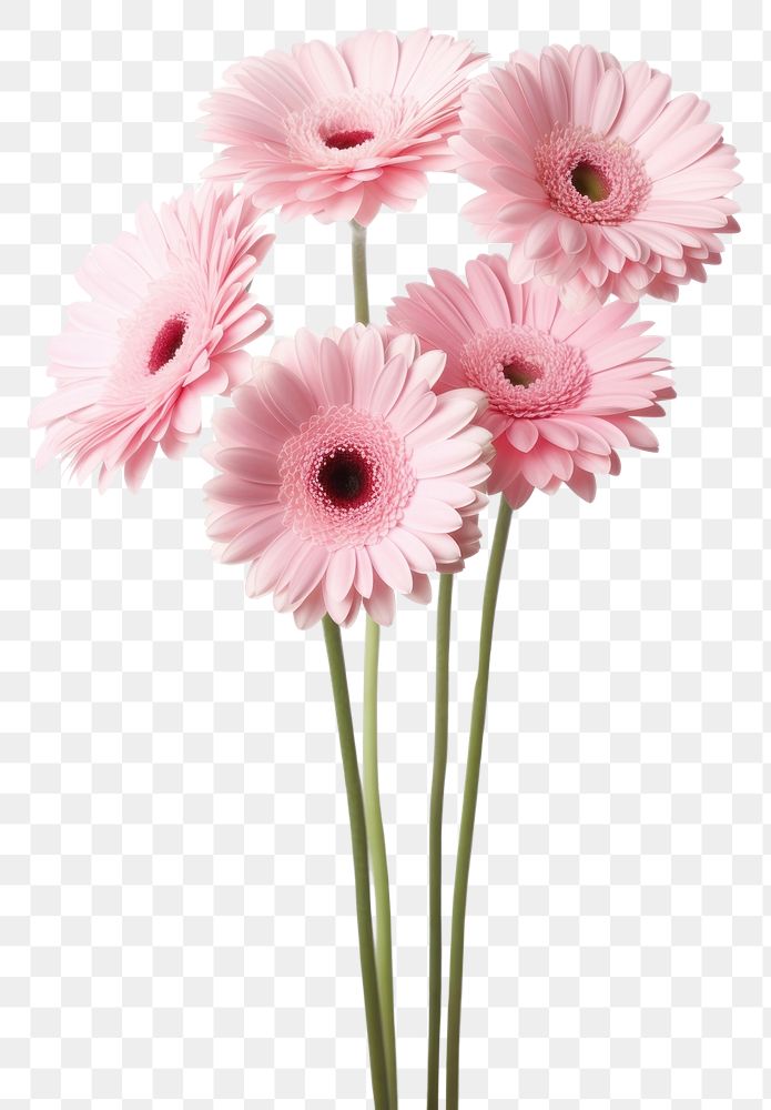 PNG Light pink 5 gerberas flower petal daisy. AI generated Image by rawpixel.