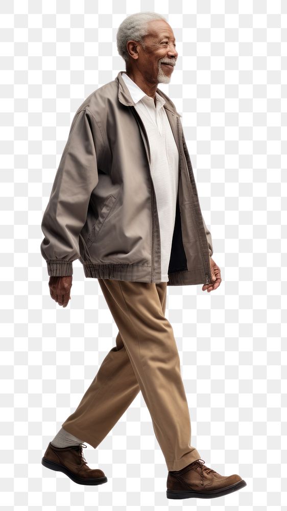 PNG A black elderly walking jacket adult. AI generated Image by rawpixel.