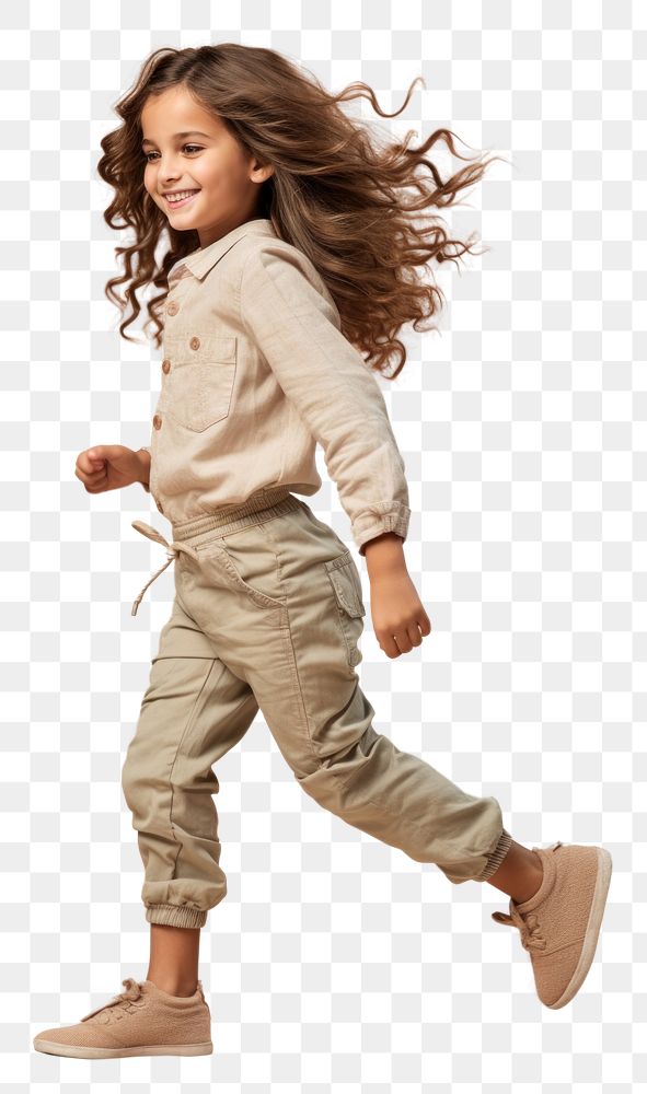 PNG A happy girl kid footwear khaki child. AI generated Image by rawpixel.