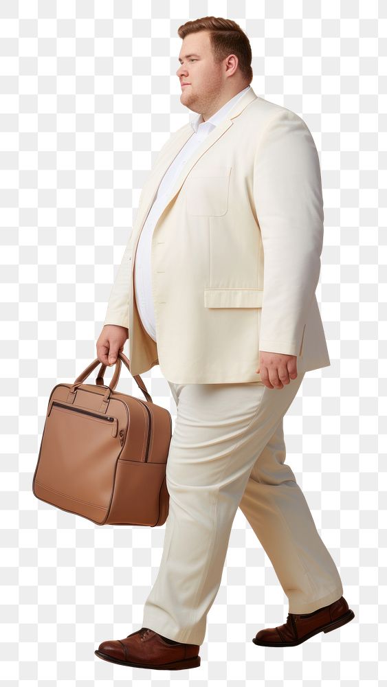 PNG Chubby business man handbag adult suit. AI generated Image by rawpixel.