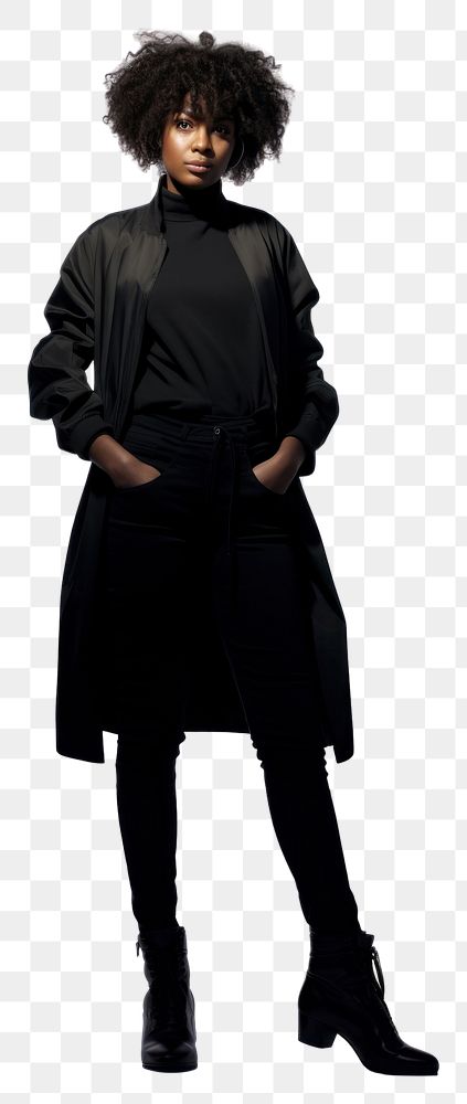 PNG Black woman overcoat sleeve adult. AI generated Image by rawpixel.