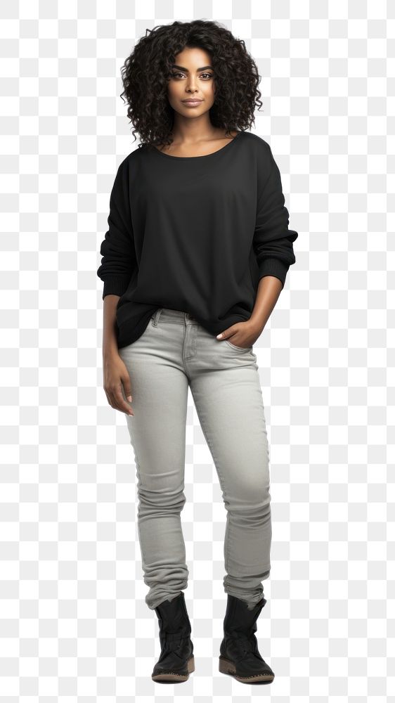 PNG Black woman footwear clothing t-shirt. 