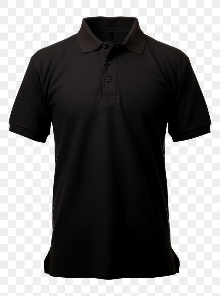 PNG Black polo shirt t-shirt sleeve white background. AI generated Image by rawpixel.
