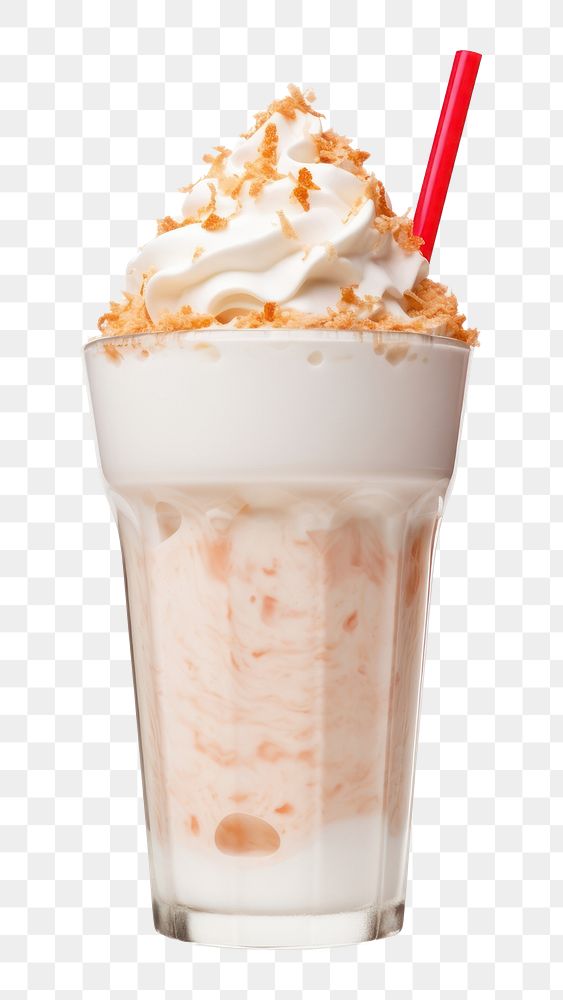 PNG Glass of milkshake cream smoothie dessert. AI generated Image by rawpixel.
