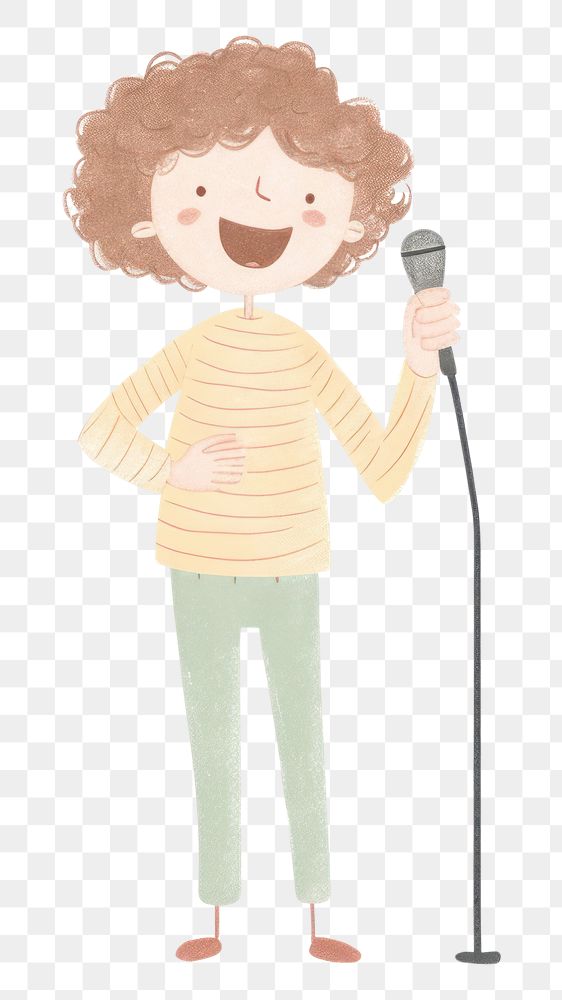 PNG Boy character singing and holding microphone drawing sketch white background. AI generated Image by rawpixel.