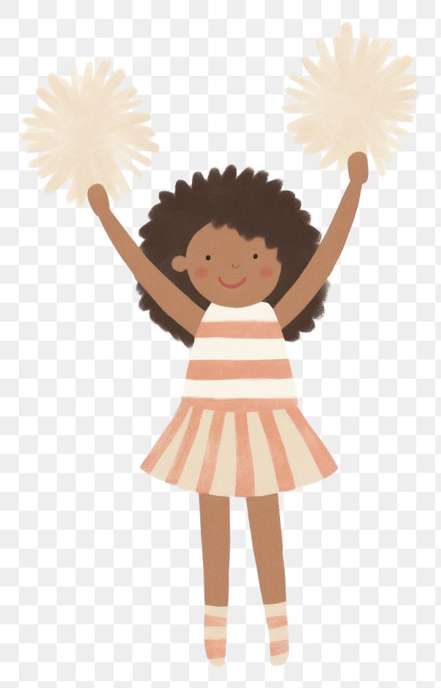 PNG Girl cheerleader holding cheer pom poms toy white background representation. AI generated Image by rawpixel.