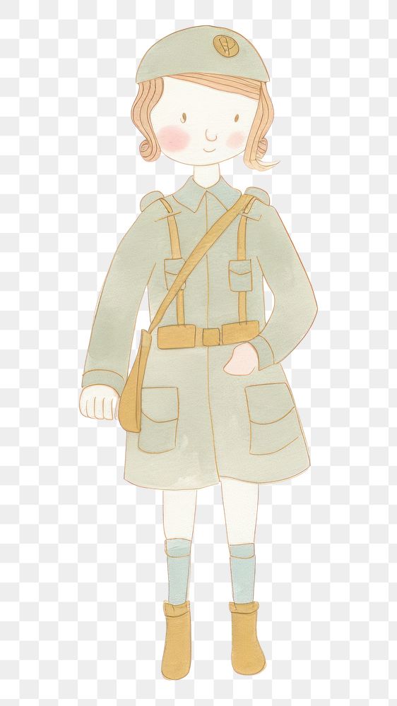 PNG Girl in soldier costume white background creativity protection. AI generated Image by rawpixel.