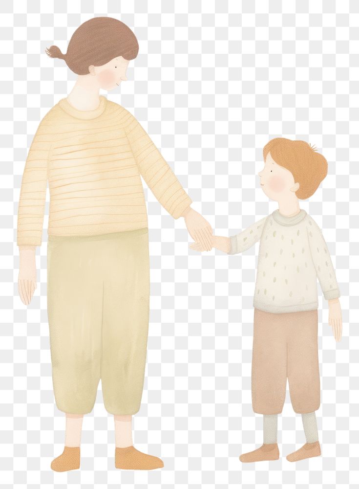 PNG Mother holding hand with her son white background holding hands togetherness. AI generated Image by rawpixel.