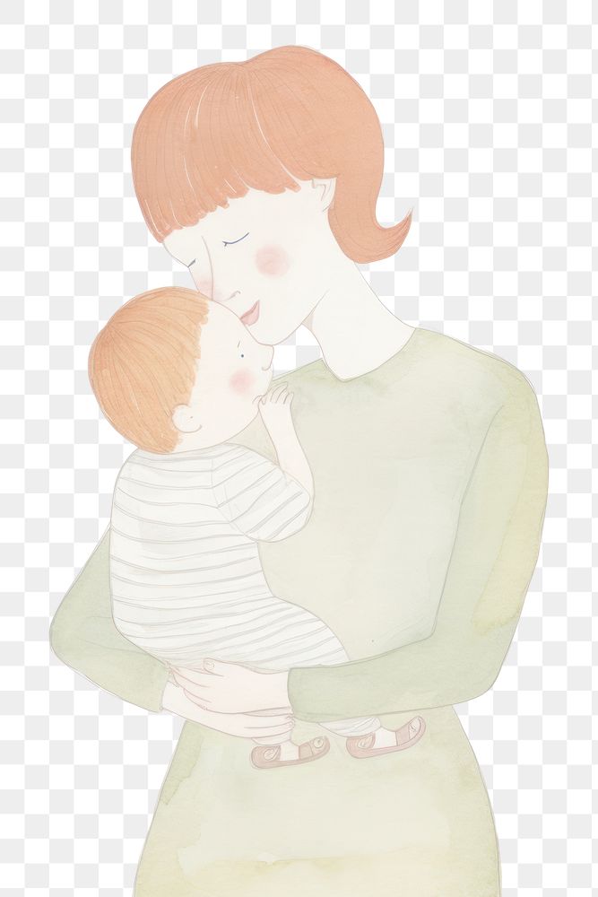 PNG Mother holding new born baby drawing sketch child. AI generated Image by rawpixel.