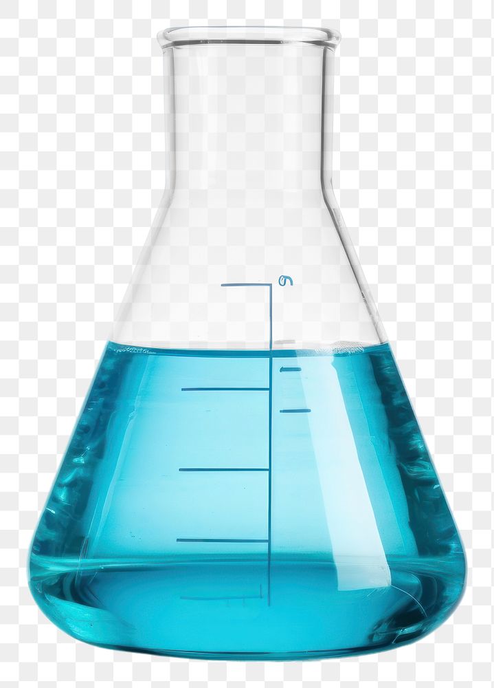 PNG Laboratory beaker in water blue laboratory bottle biotechnology