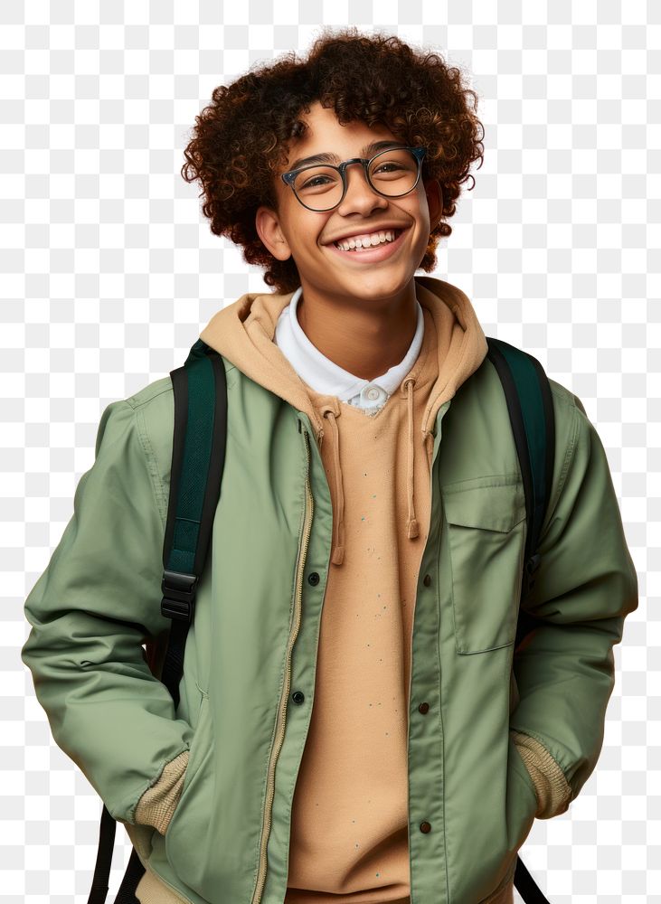 PNG Latinx boy high school students glasses portrait jacket