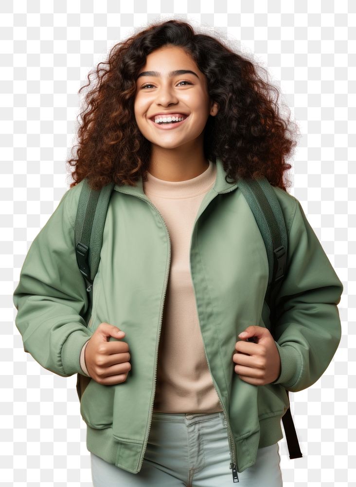 PNG Latinx girl high school students jacket adult smile