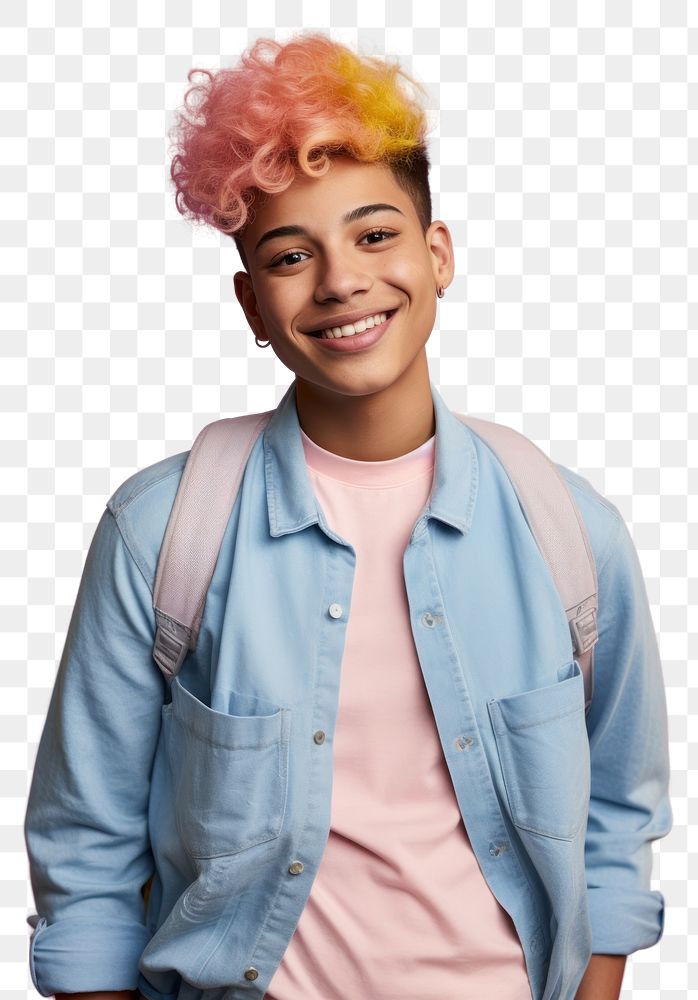 PNG Latinx LGBTQ high school student adult smile happy. AI generated Image by rawpixel.