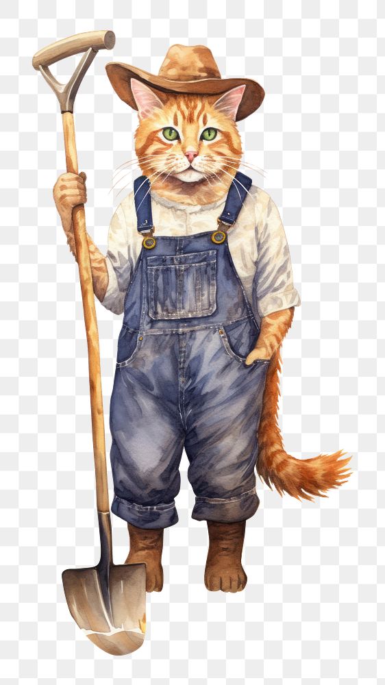 PNG Cat as farmer mammal pet agriculture. AI generated Image by rawpixel.