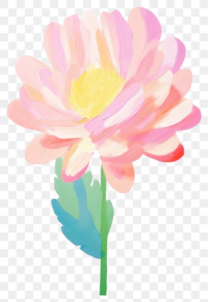PNG Flower painting dahlia petal. AI generated Image by rawpixel.
