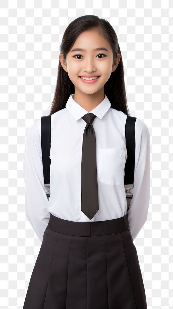 PNG Southeast Asian student blouse girl white background. AI generated Image by rawpixel.