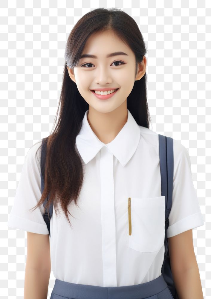 PNG Southeast Asian student blouse smile happy. AI generated Image by rawpixel.