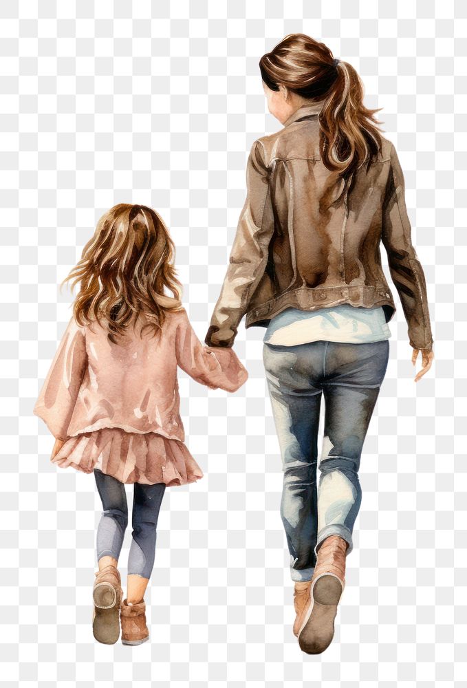 PNG Mothers walking child jeans. AI generated Image by rawpixel.