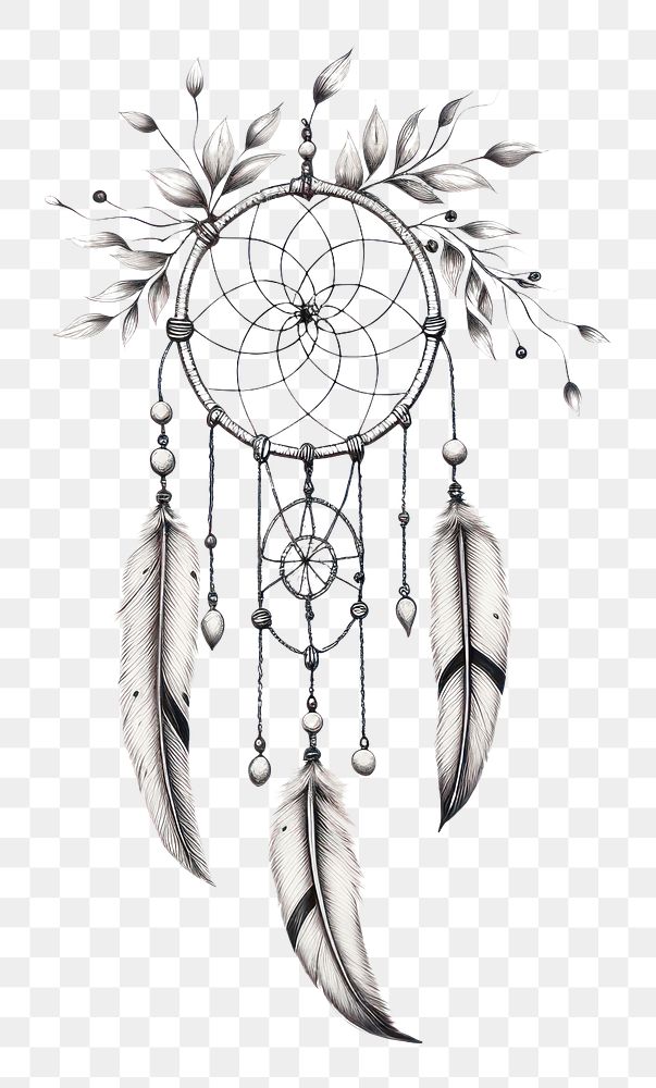 PNG  Dreamcatcher drawing sketch calligraphy. AI generated Image by rawpixel.