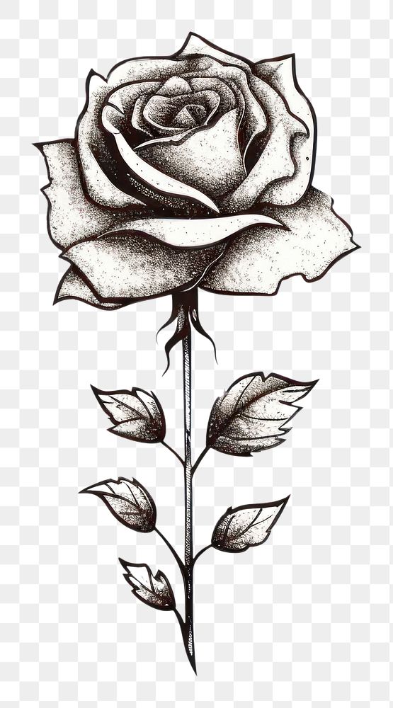 PNG  Rose rose drawing flower. AI generated Image by rawpixel.