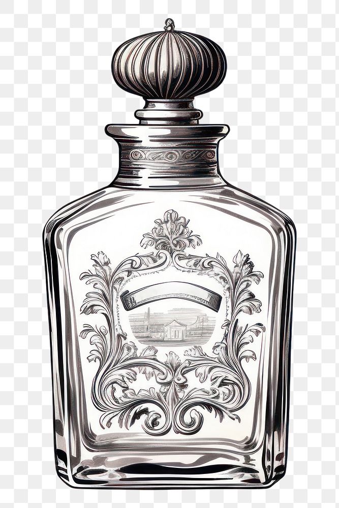 PNG Perfume bottle glass white background creativity. AI generated Image by rawpixel.