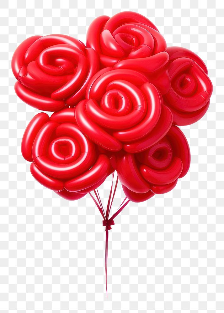 PNG  Red rose flower bouquet balloon lollipop shape. AI generated Image by rawpixel.