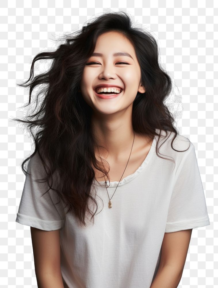 PNG Asian woman smile carefree laughing. AI generated Image by rawpixel.
