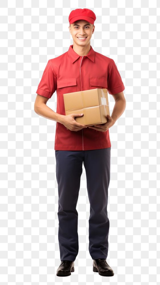 PNG A postman cardboard standing adult. AI generated Image by rawpixel.