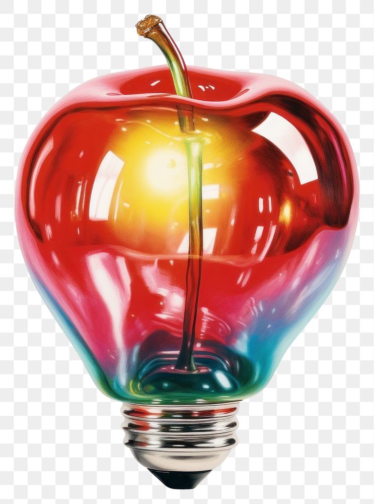 PNG An apple in the light bulb isolated on clear pale solid white background lightbulb electricity innovation. AI generated…