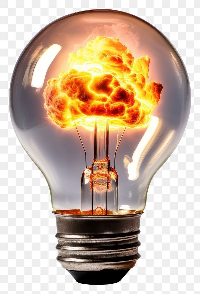 PNG An atomic bomb in the light bulb isolated on clear pale solid white background lightbulb electricity illuminated. AI…
