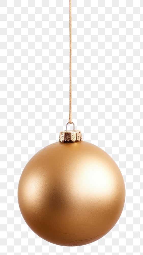 PNG  Christmas ball hanging at a rope christmas gold white background. AI generated Image by rawpixel.
