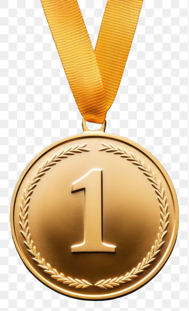 PNG  Gold medal with number 1 gold jewelry celebration. AI generated Image by rawpixel.